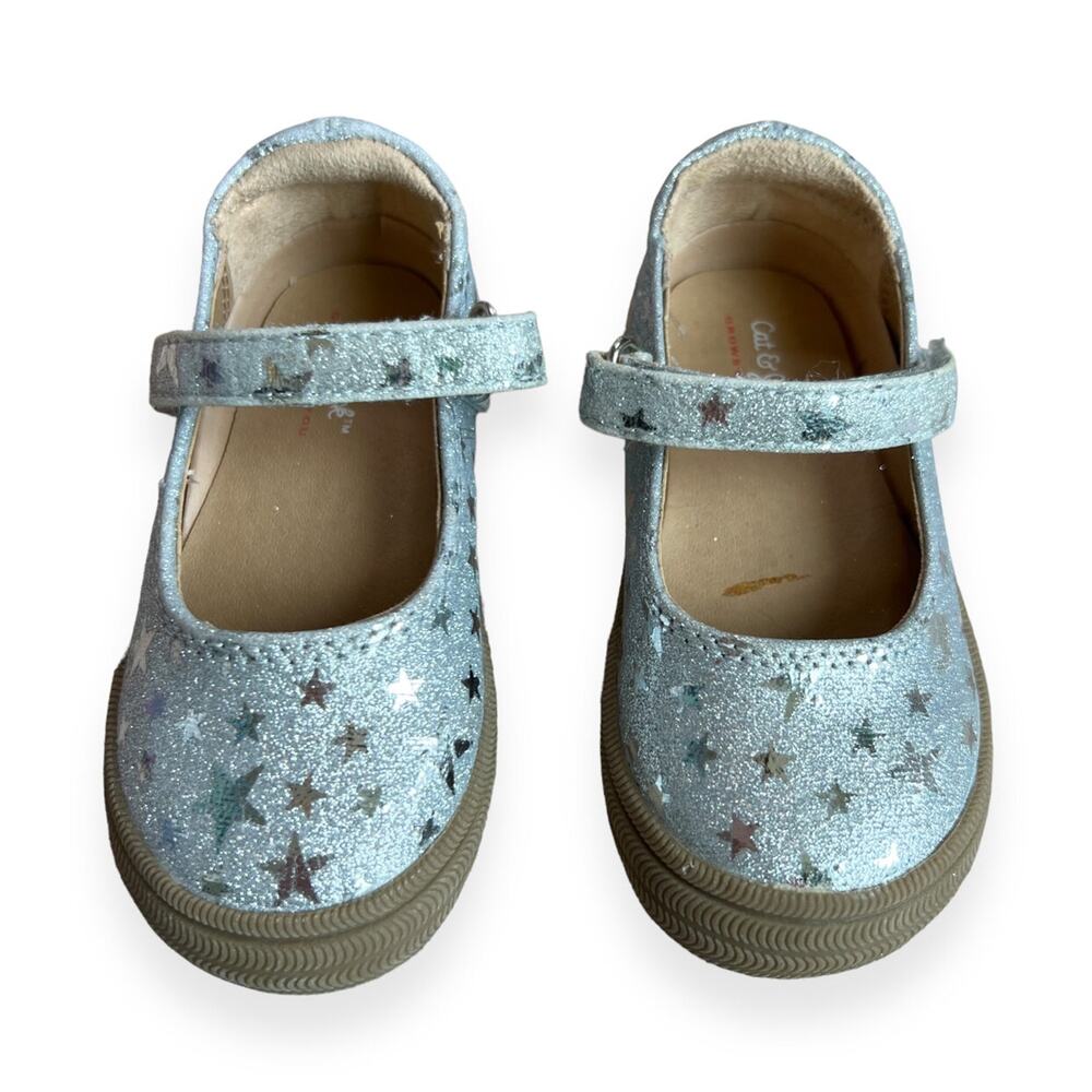 Cat & Jack Silver Star Glitter Mary Janes